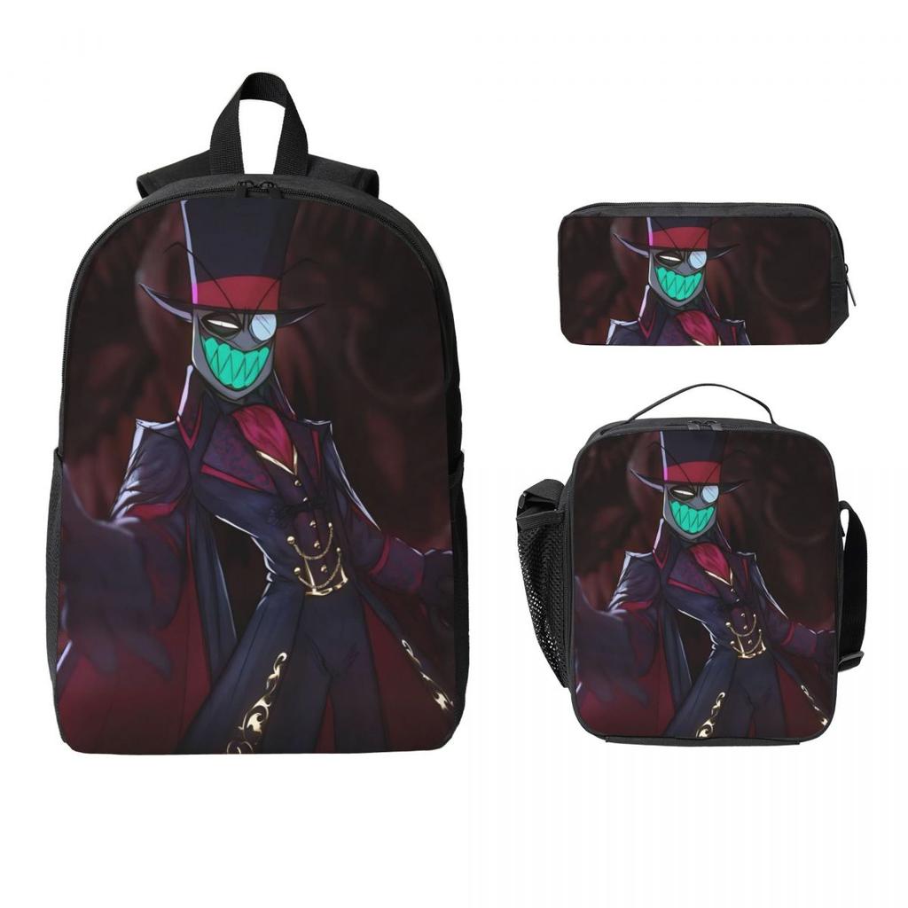 3Pcs Villainous Comdy Merch Backpack Set for Boy Girl Pen Bags Bookbag Sets with Lunch Box For School Students Daypack