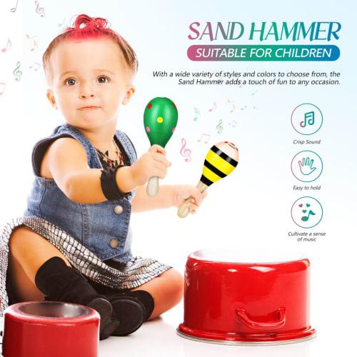 NOLITOY Wooden Maracas, 11cm, Lightweight, for Kids, Set of 4 (Random Styles)