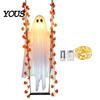 Realistic Fabric Ghost Light Up Hanging Swinging Halloween Decoration with Remote Control, Large White Spooky Outdoor Yard Decor Ornament Maple Leaves