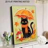 DIY Frameless Pearl Painting Kit Black Cat Autumn Umbrella Mushroom Leaves Pattern 3D Shiny Bead Art Canvas Relaxing Creative Craft Gift