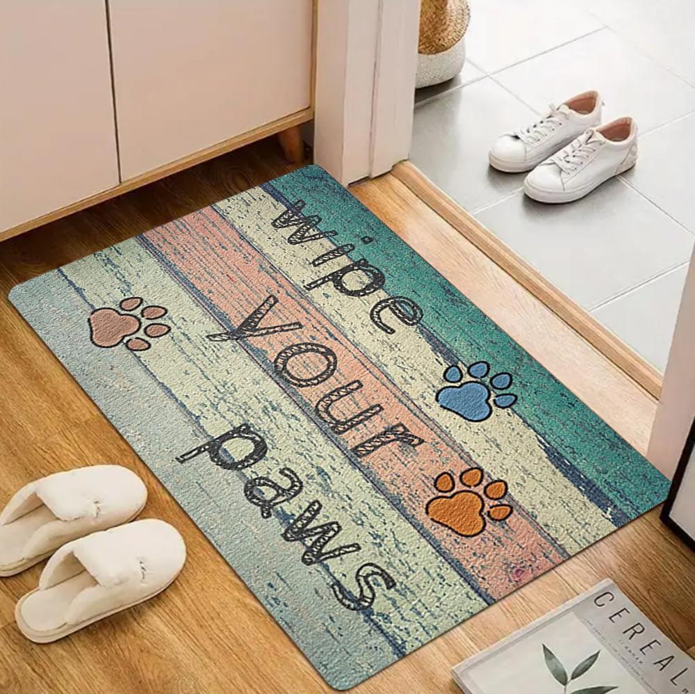 Paw Print Pattern Carpet Mat Rug Non-Slip Area Rug Home Decoration for Entryway Living Room Bedroom Decor Welcome Mat