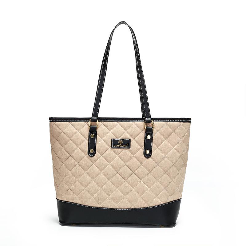 Large-capacity Commuter Minimalist Tote Bag for Ladies, Retro Patchwork Shoulder Bag