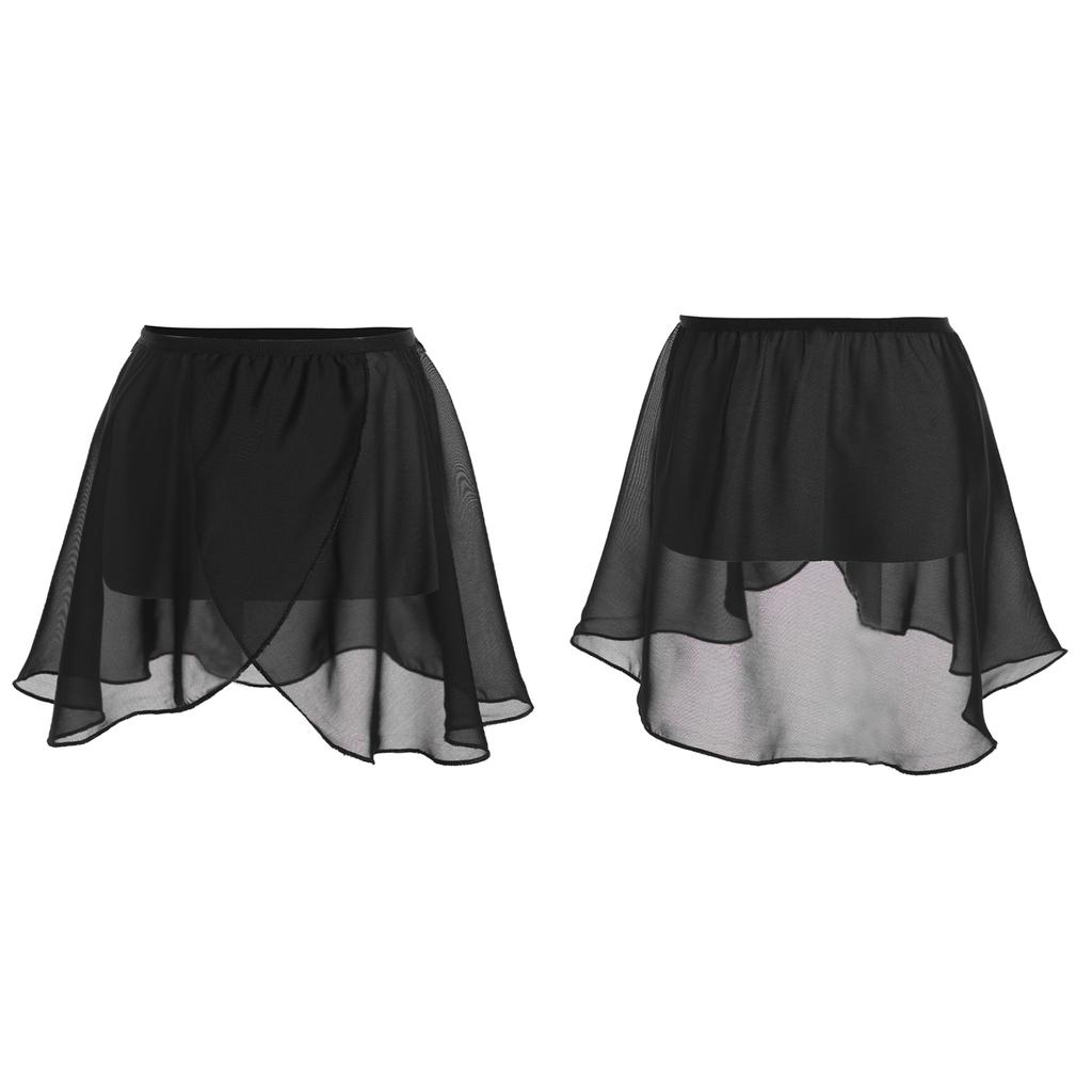 Chiffon Skirt Kids Elastic Waistband Irregular Slit Miniskirt for Stage Performance Gymnastic Costume