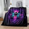 1pc Butterfly Printing Lightweight Flannel Blanket, Comfortable and Warm Blanket, for Camping Sofa Bed and Couch Office, Suitable for Gift Bl