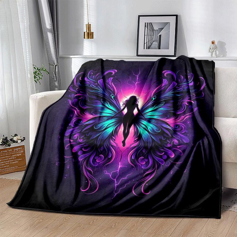 1pc Butterfly Printing Lightweight Flannel Blanket, Comfortable and Warm Blanket, for Camping Sofa Bed and Couch Office, Suitable for Gift Bl