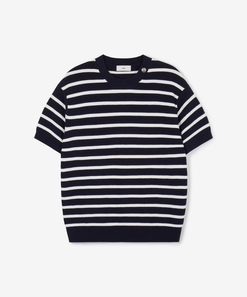 Tienjiti W Striped Button Knit (Navy) Tnsw6E205N2