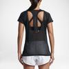 Nike Breathe Logo Round Neck Comfortable Short Sleeve T-Shirt Women Tops Black Reflective-Silver 831781-011