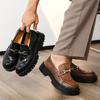 Large size British style business low leisure thick-soled metal buckle foot cover lazy shoes