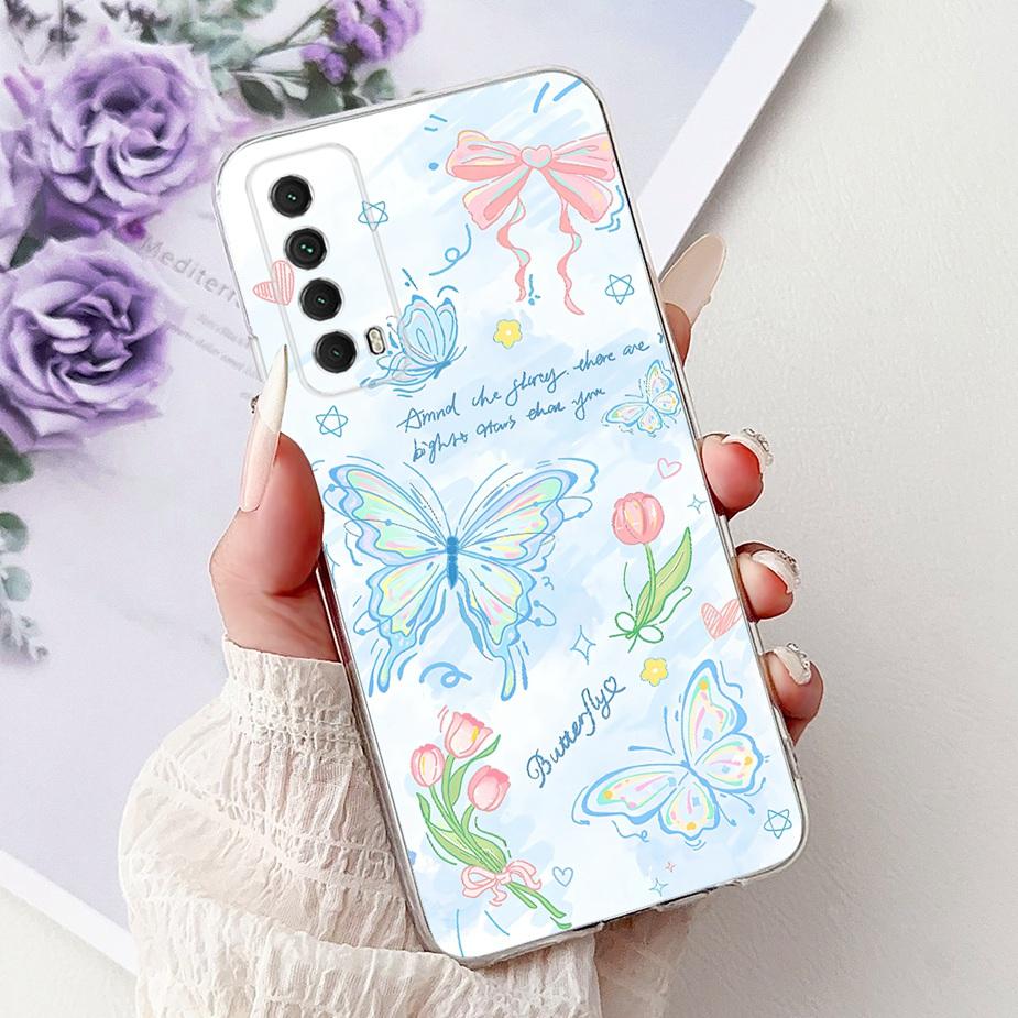 For Huawei Y7a Case PSmart 2021 Cute Cat Fashion Painted Cover Soft Slim Phone Case For Huawei P Smart 2021 Y 7a HuaweiY7a Shell