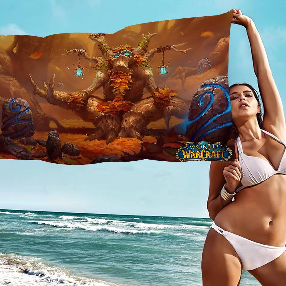 W-World Of W-Warcraft Game Microfiber Printed Beach Towel Mountain Climbing Yoga Beach Swimming Running Absorbent Soft Towel