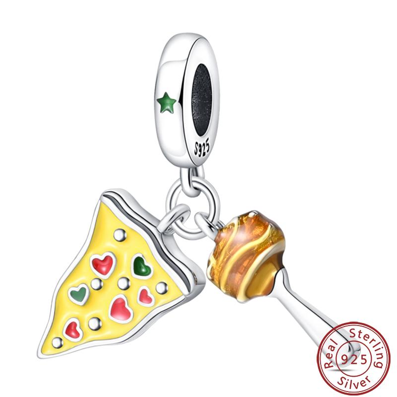 Dessert Afternoon Tea Series Copper Coffee Cake Pizza Fries Sweet Charms Beads 3Mm Diy Fine Jewelry Making