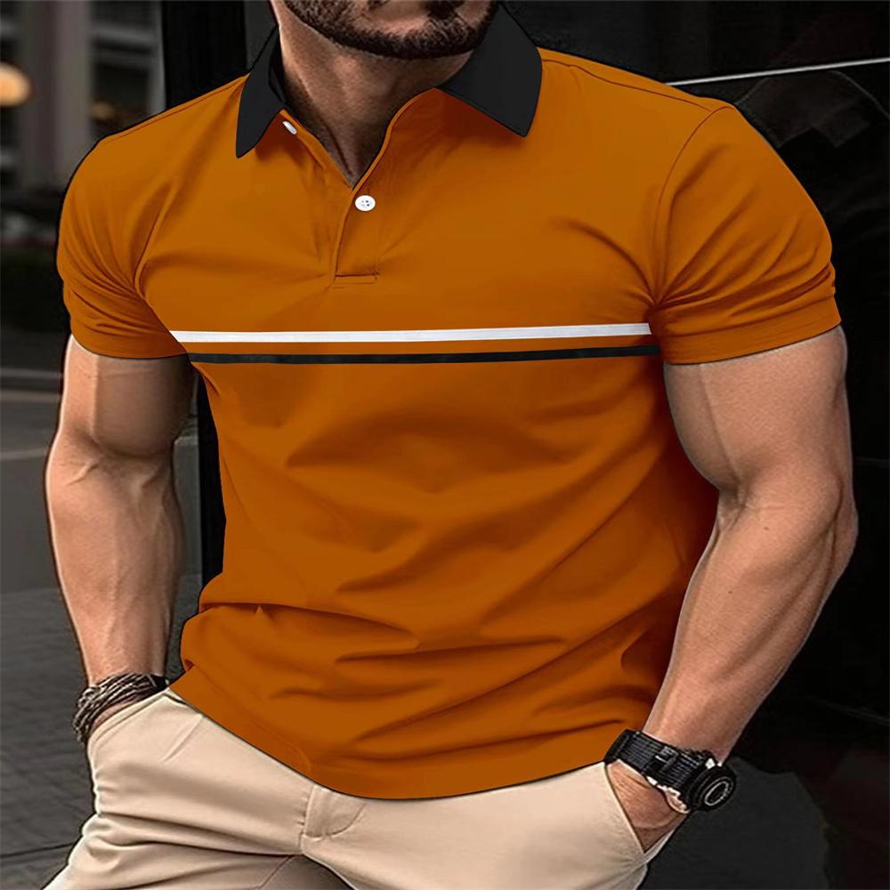 2026 Summer Men's Fashion POLO Shirt Casual Button Stitching T-shirt Men's Sports Polo Shirt