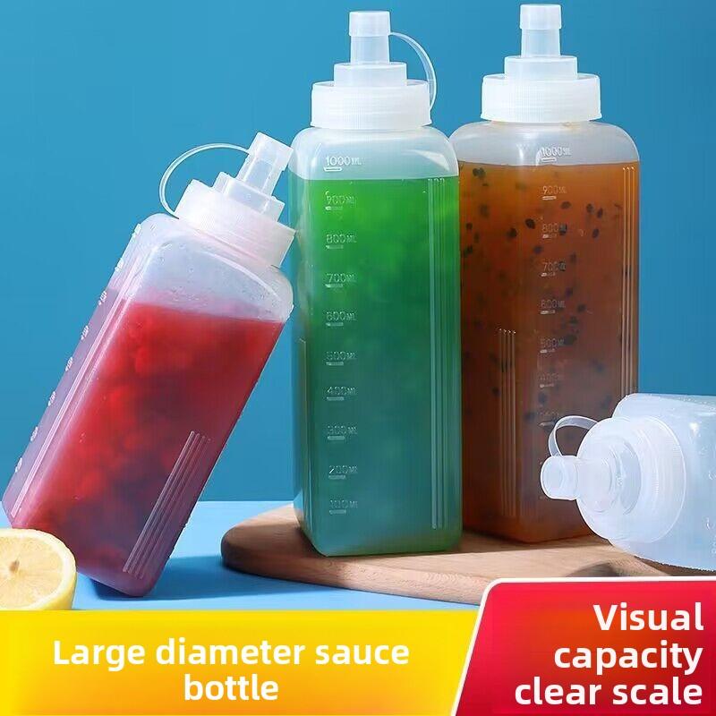 Plastic Squeeze Sauce Bottle Food Grade Jam Bottle Large Diameter Squeeze Bottle Ice Powder Stall Bottle Sauce Bottle Milk Tea Shop Commercial