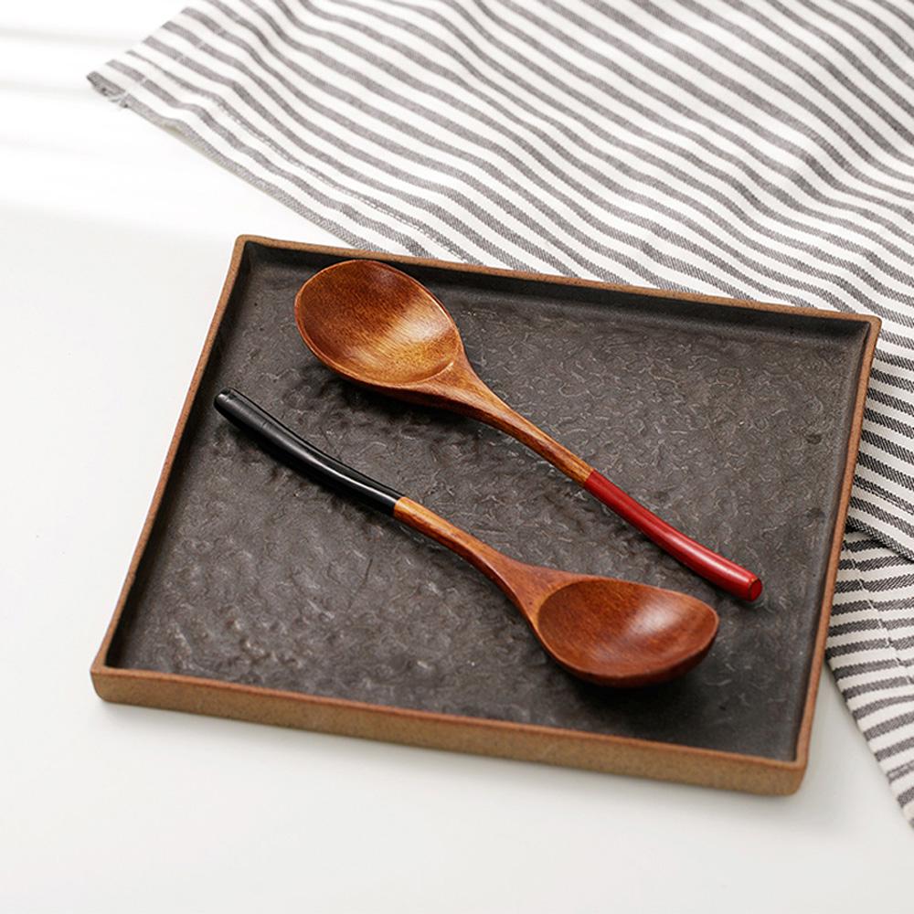 Round Spoon Head Wood Handle Teaspoon Ice Cream Dessert Utensils Tableware Wooden Spoon Soup Spoon