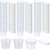 Disposable Plastic Portion Cups With Lids Pack of 200 1 Oz Clear Small Containers for Sauce Salad Dressing Gelatin Shots Jello Shots Single-Serving