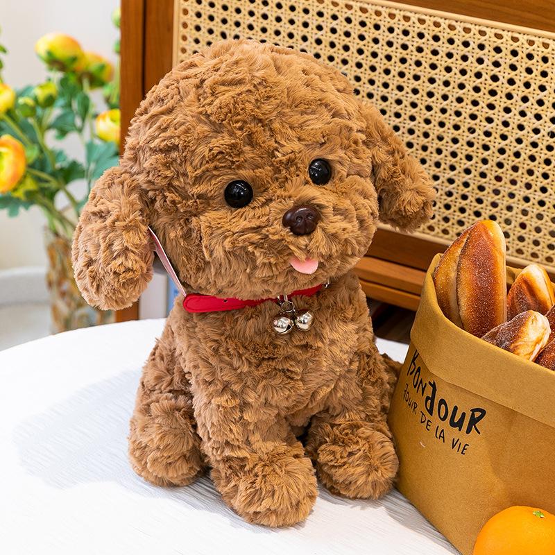 The New Cartoon Clock Puppy Plush Toy Simulates The Teddy Dog Dolls of Girls and Children To Comfort The Dolls