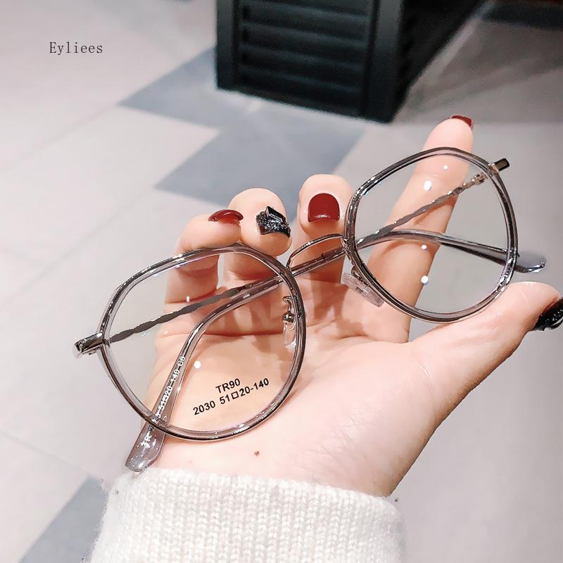 

New Ultra-light Fashion Round Myopia Eyewear Retro Small Face TR90 Optical Prescription Eyeglasses Frame Women -4.0