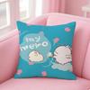 Anime Mashimaro Cushion Cover Pink Linen Textured Double Sided Cushion Cover with Invisible Zipper for Home Decor