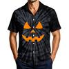Men's Casual Short Sleeve Halloween Print Button Down Shirt