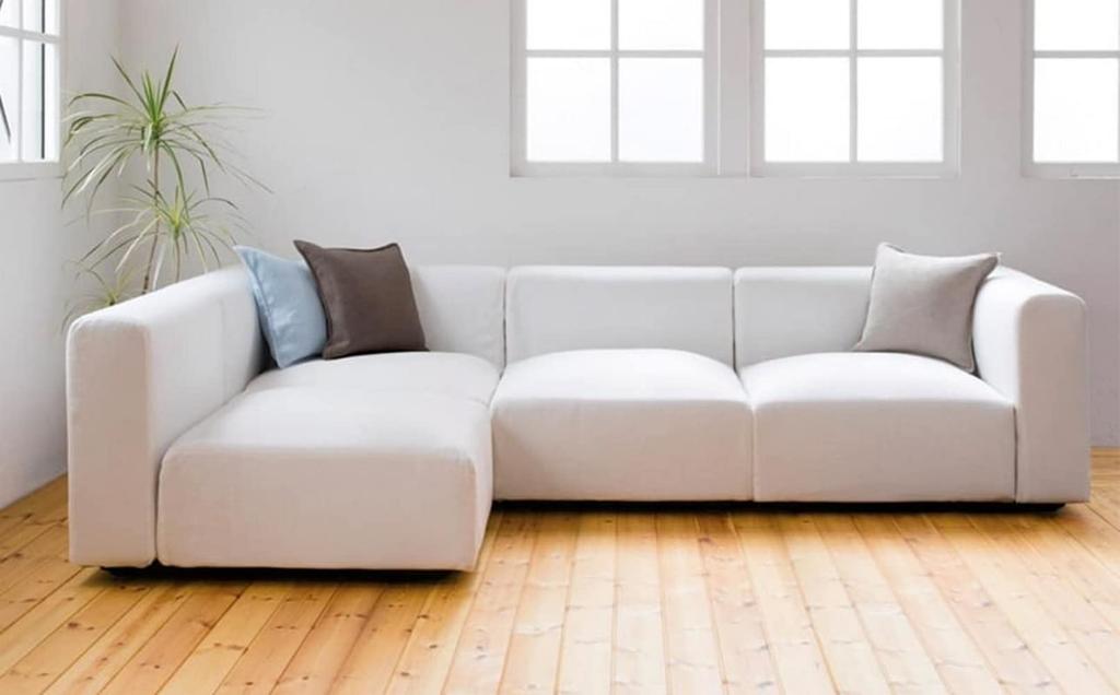 MUJI Beige Large Washed Cotton Canvas Cover for Unit Sofas with Armrests, 98cm Wide, Product Number: 82583816