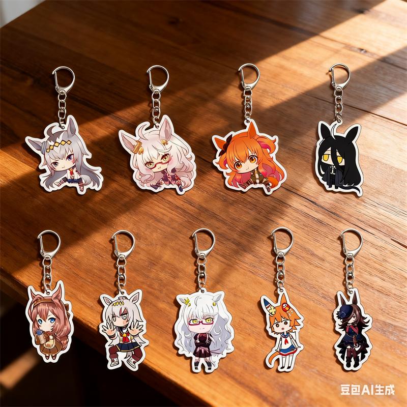 6CM Cute Anime Pretty Derby Shuttle Mejiro Mcqueen Symboli Rudolf Kawaii Acrylic Keychain Game Jewelry Cosplay Props