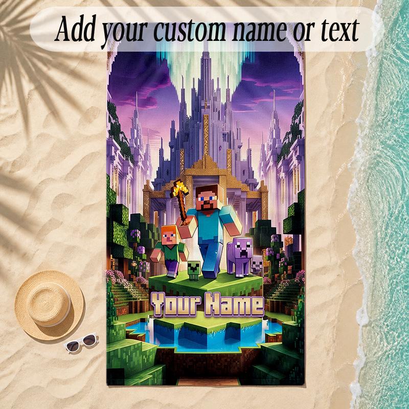 Beach TowelMinecraft Custom Name Text Personalized Soft Towel for Beach Pool Indoor Home Decor Gift