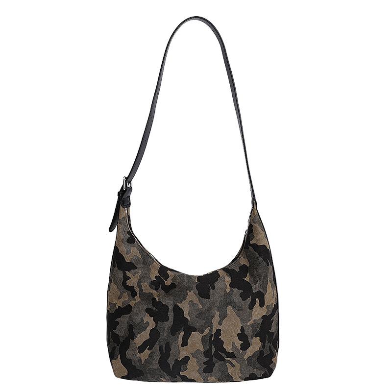 Leopard print canvas bag women's large capacity 2025 new autumn and winter versatile shoulder underarm bag college student class tote bag