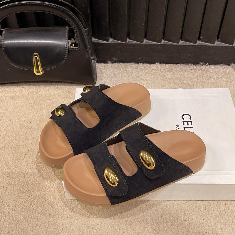 Summer fashion simple casual wind outside wear thick bottom parallel bar Velcro cool slippers