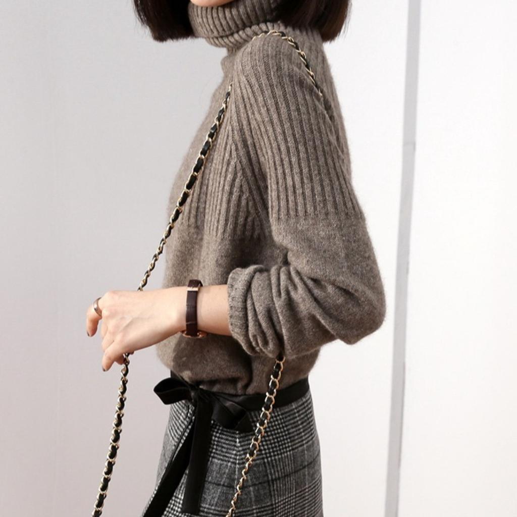 Damenpullover Rollkragen Trendpullover Neue Mode Oberteil Herbst und Winter Koreanischer Pullover Damenpullover Strickware