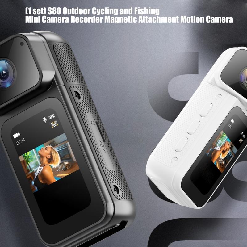 Magnetic Camera Portable Retro Camera Video Recorder Sports Mini Camera Pocket Camera with 180 Degree Rotating Lens