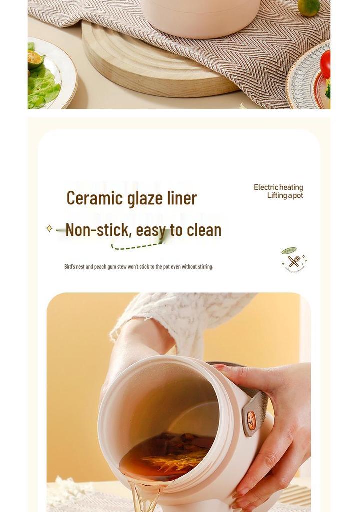 Douyin Celebrity Electric Stew Pot: Portable Multi-Function Soup & Porridge Cooker with Clear Stainless Steel Design