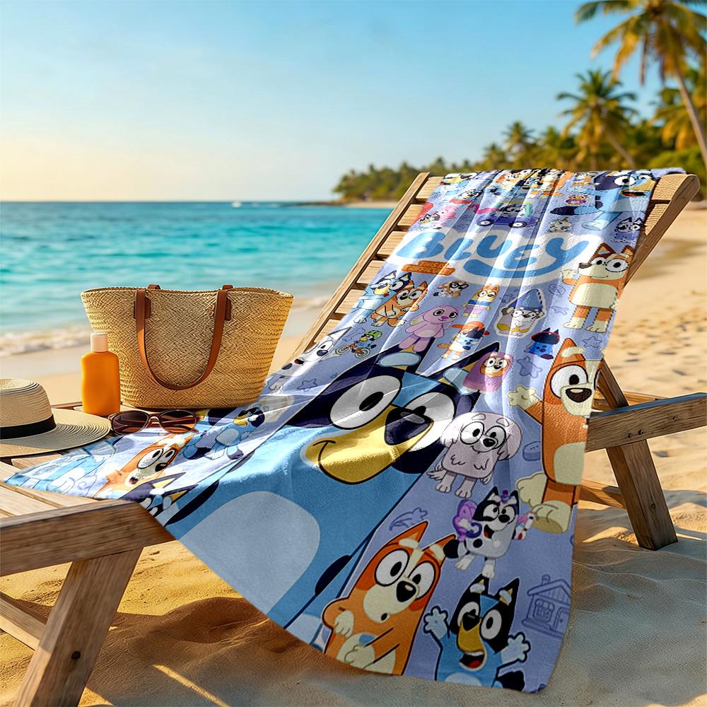 Bluey Beach Towel Super Soft & Absorbent Comfortable Lightweight Suitable for Sports, Travel, Swimming, Yoga, Bathroom, Beach, And Pool