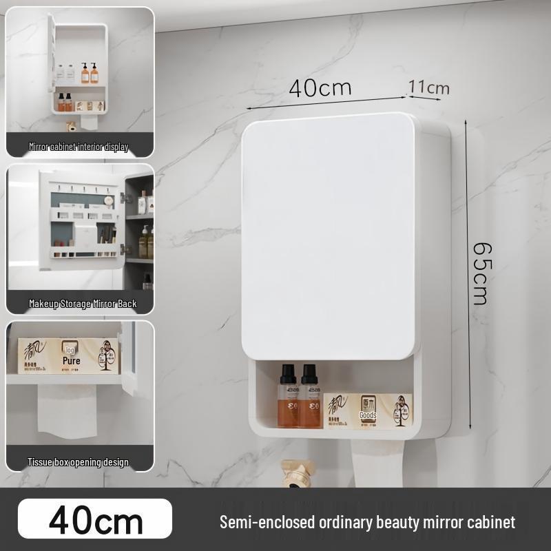 Arc-Shaped Wall-Mounted Smart Bathroom Mirror Cabinet