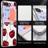 Cherry Fruits Print Case For Samsung Z Flip 8 7 6 5 Luxury Plating Leather Skin Folding Phone Cover For Galaxy Z Flip8 Flip7 Flip6
