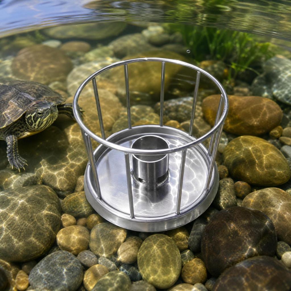 Tortoise Feeder with Guard Sturdy Stainless Steel Reptile Food Bowl Heavy Duty