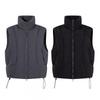 Mens Streetwear Vintage High Neck Loose Fit Puffer Vest Solid Color Winter Casual Cotton Jacket