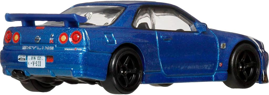 Hot Wheels Car Culture Timeless Icons Nissan Skyline II Vehicle Toy Diecast Car for Ages 3 and JBK92 GT-R V-Spec (BNR34) Up, Blue,
