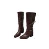 Korean Fashion Boots Feel Belt Buckle Small Thick Heel High Boots Children But Knee High Heel Thin Boots