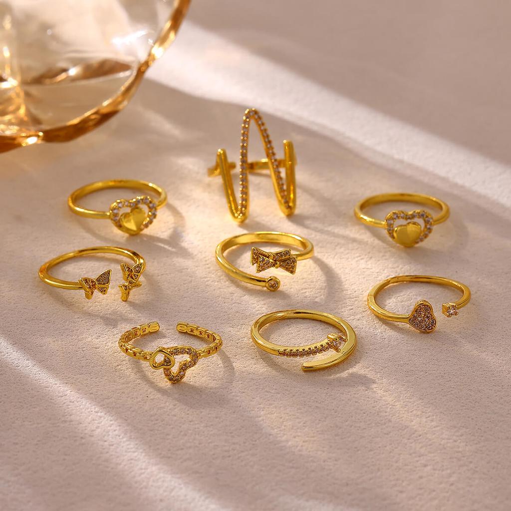 Vintage Gold Color 2026 Rings For Women Symmetric Geometry Anillos Cute Heart Butterfly Bow Ring Punk Jewelry Gifts Waterproof