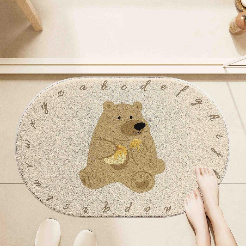 Cartoon Simple Bathroom Floor Mat Household Thickened Absorbent Imitation Cashmere Floor Mat Shower Room Non-Slip And Easy To Take Care Of Foot Mat