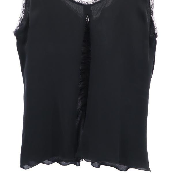 Armani Collezioni Silk Tank Top 44 Black Series Cut and Sew Back Zip Women Used