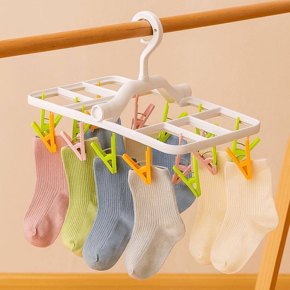 Foldable Underwear Drying Rack Plastic Laundry Clip Multifunctional Clothes Hanger  Bathroom