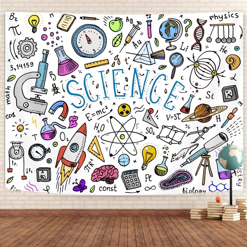 Science Tapestry Science Classroom Decor Posters Black White Education Formulas Tapestries Teacher Students School Educational