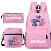 3 Piece School Backpack Set for Students Large Capacity Oxford Cloth Schoolbag with Shoulder Strap and Pencil Case