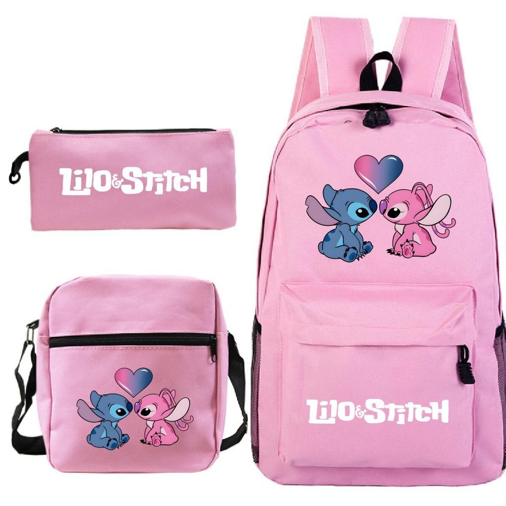3 Piece School Backpack Set for Students Large Capacity Oxford Cloth Schoolbag with Shoulder Strap and Pencil Case