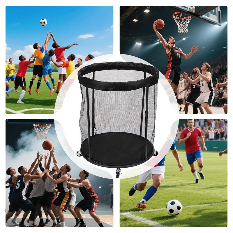Ball Bin Sports Ball Storage Portable Organizer Box Large Capacity Net Container For Garage Deck Outdoor Garden Sports Outside