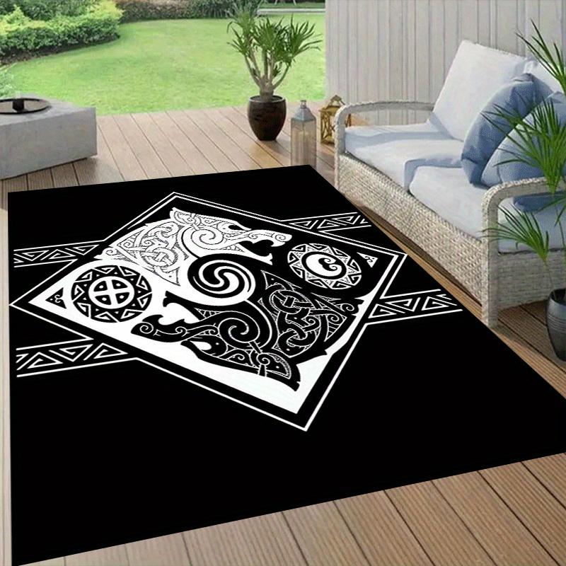 1pc Mayan Totem Print, Design Area Rug - Soft, Anti-Slip, and Durable Gaming Room Decor for Bedroom, Living Room