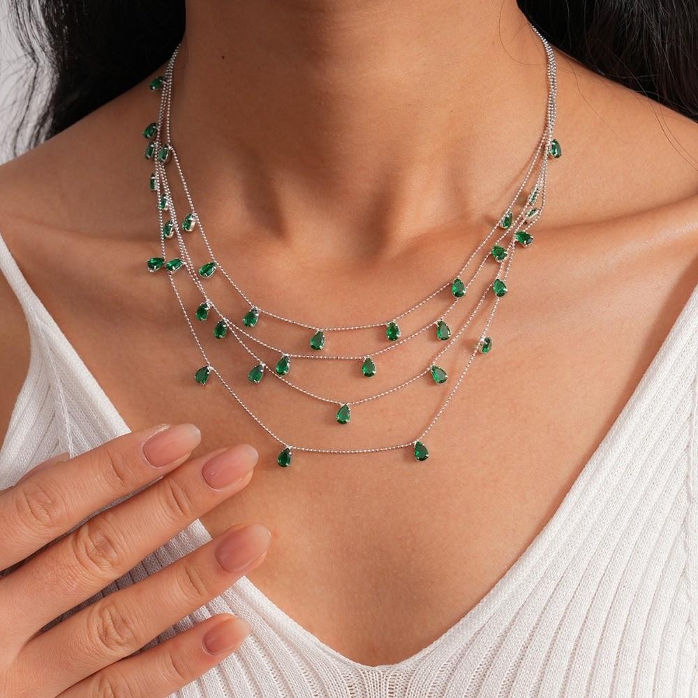 Light Luxury Water Drop Shining Choker Fashion Rhinestone Jewelry Crystal Tassel Necklace Women