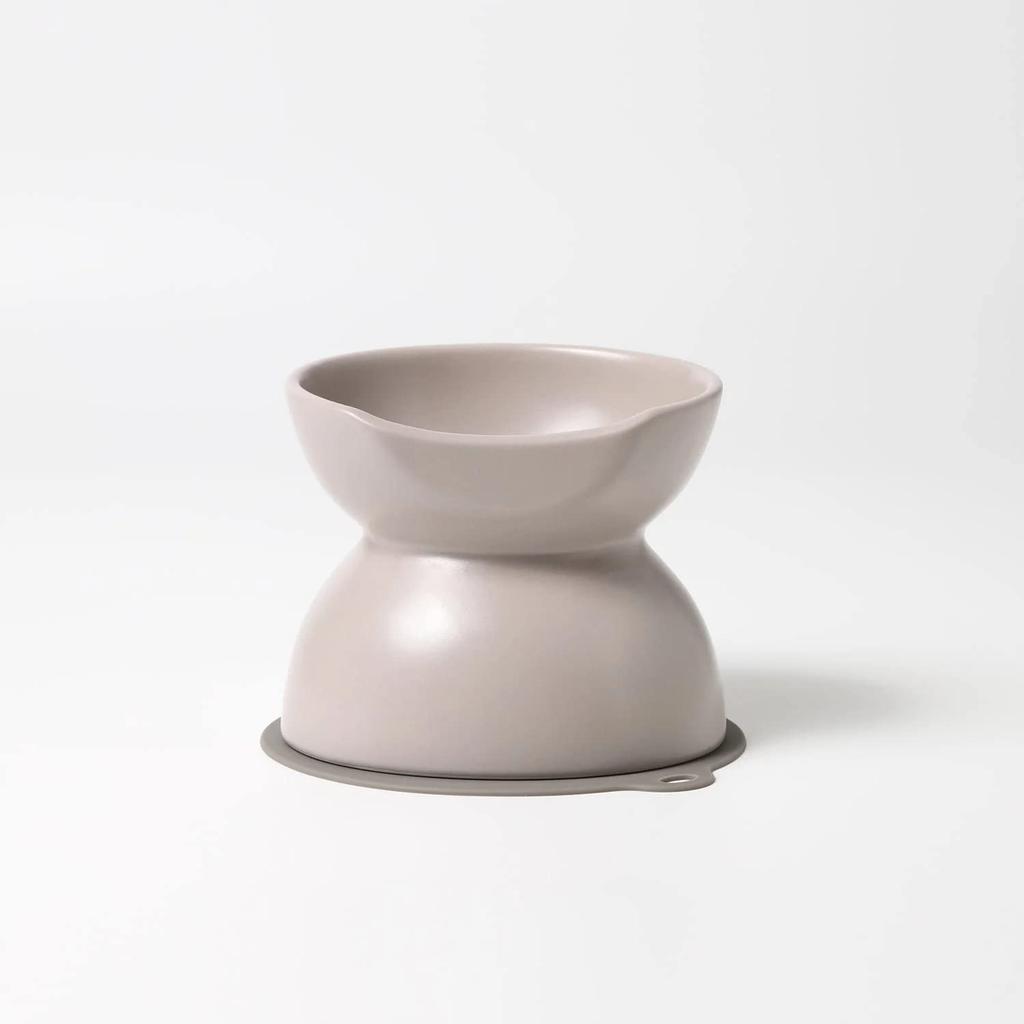 INK by HARIO TRD. Ceramic Pet Bowl, Tall, Greige, Adjustable Height, for Small and Medium Dogs, Includes Water and Food Bowl