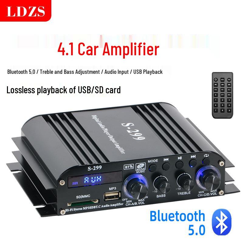 Bluetooth 4.1 Channel Professional Power Amplifier with USB & Card Slot for Home/Car - Super Bass